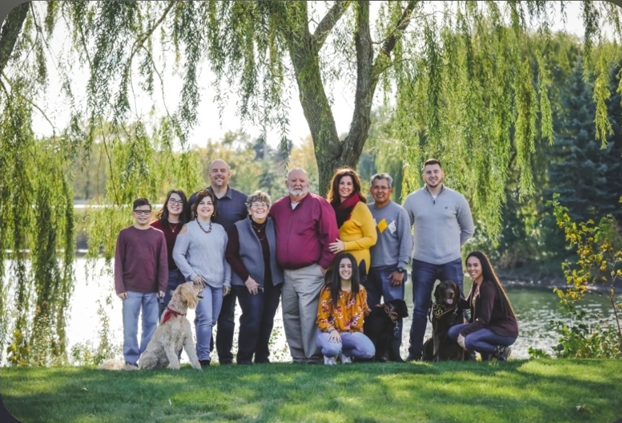 Karen's family together outdoors